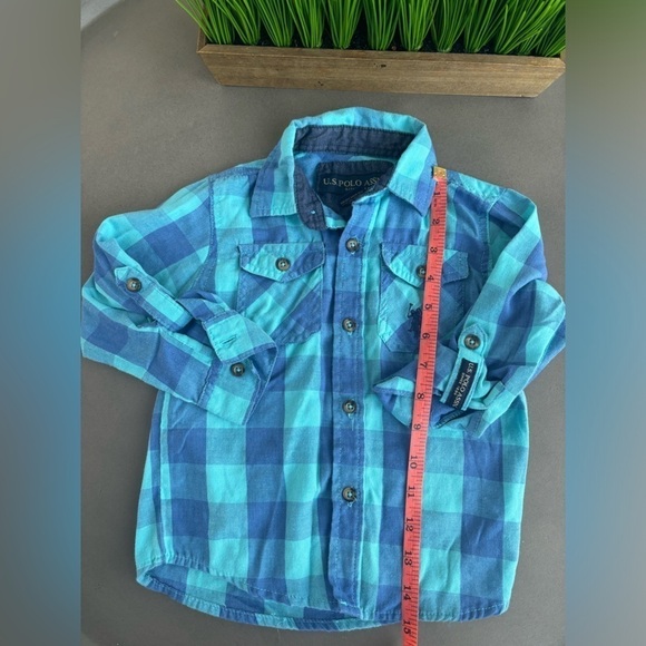 U.S Polo Assn. Blue Plaid Button Down Size 4T - Picture 6 of 6